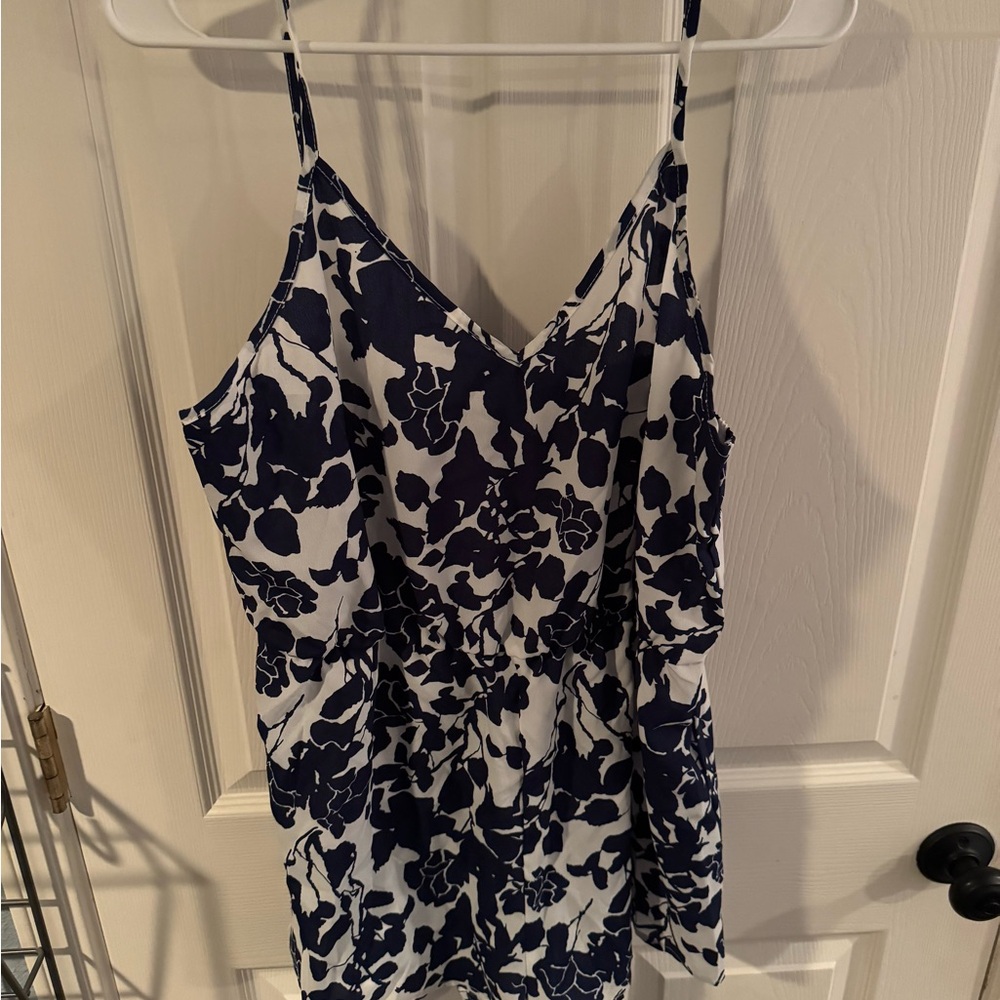 Navy and White Floral Romper, 0XL- NWOT